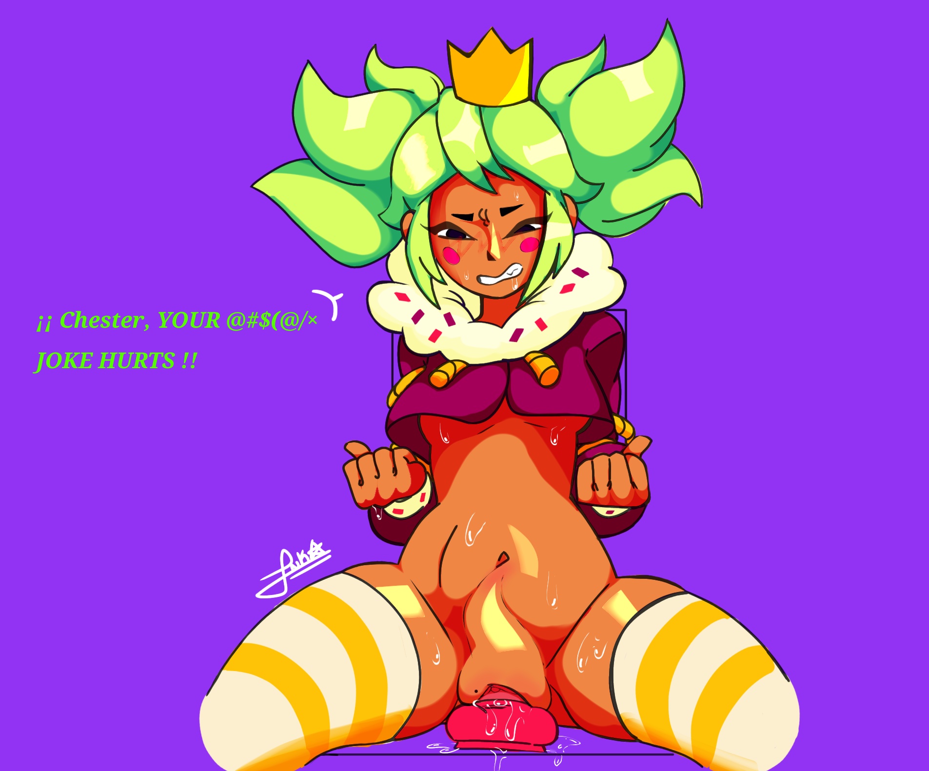 1girls, 4inkuniverse, ass, big ass, blush, brawl stars, breasts, crown, dildo, female, female masturbation, mandy (brawl stars), masturbation, nude, nude female, pussy, sex toy, small breasts, solo, sweat, tagme, vaginal masturbation, vaginal penetration