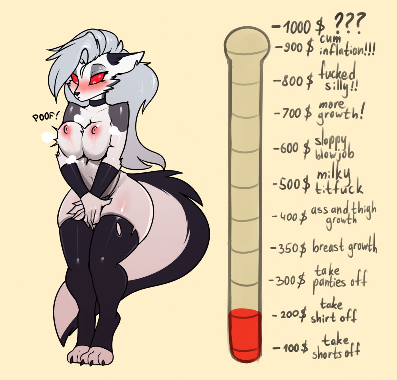 1girls, artist request, big breasts, breasts, canid, canid demon, canine, demon, female, furry, growth drive, hellhound, helluva boss, loona (helluva boss), mammal, nude, red sclera, white eyes, yiff