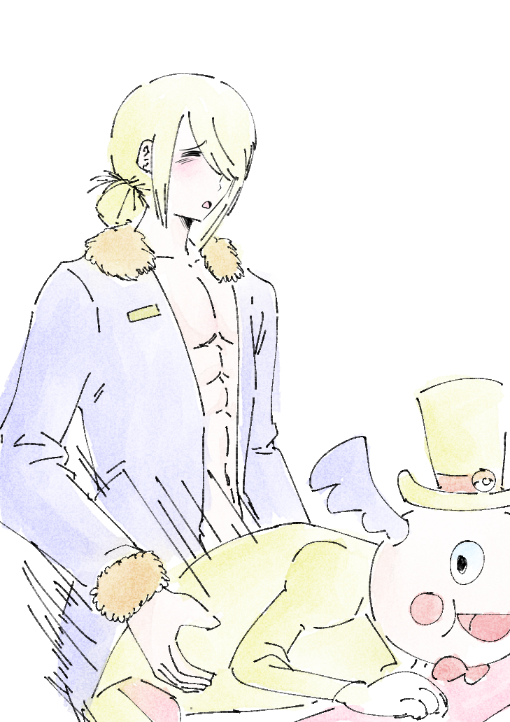 blonde_hair clothed clothing duo generation_1_pokemon hair hat headgear headwear holowear_(pokemon) human interspecies male male/male mammal motion_lines mr._mime nintendo pokémon_(species) pokemon pokemon_(species) pokemon_unite pokephilia sex tapirclip top_hat video_games volo_(pokemon) yaoi