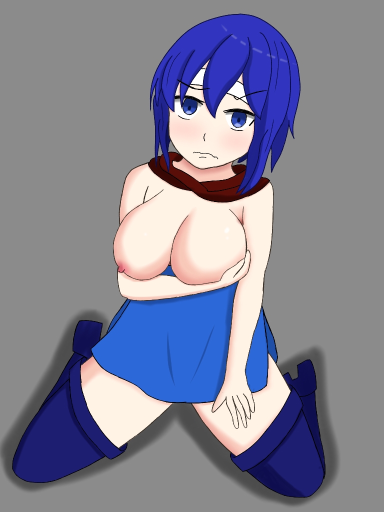 1girls bare_thighs blue_eyes blue_hair breasts breasts_out catria_(fire_emblem) female female_only fire_emblem fire_emblem:_mystery_of_the_emblem imminent_rape large_breasts my34491516 nintendo nipples rape short_hair solo thighs