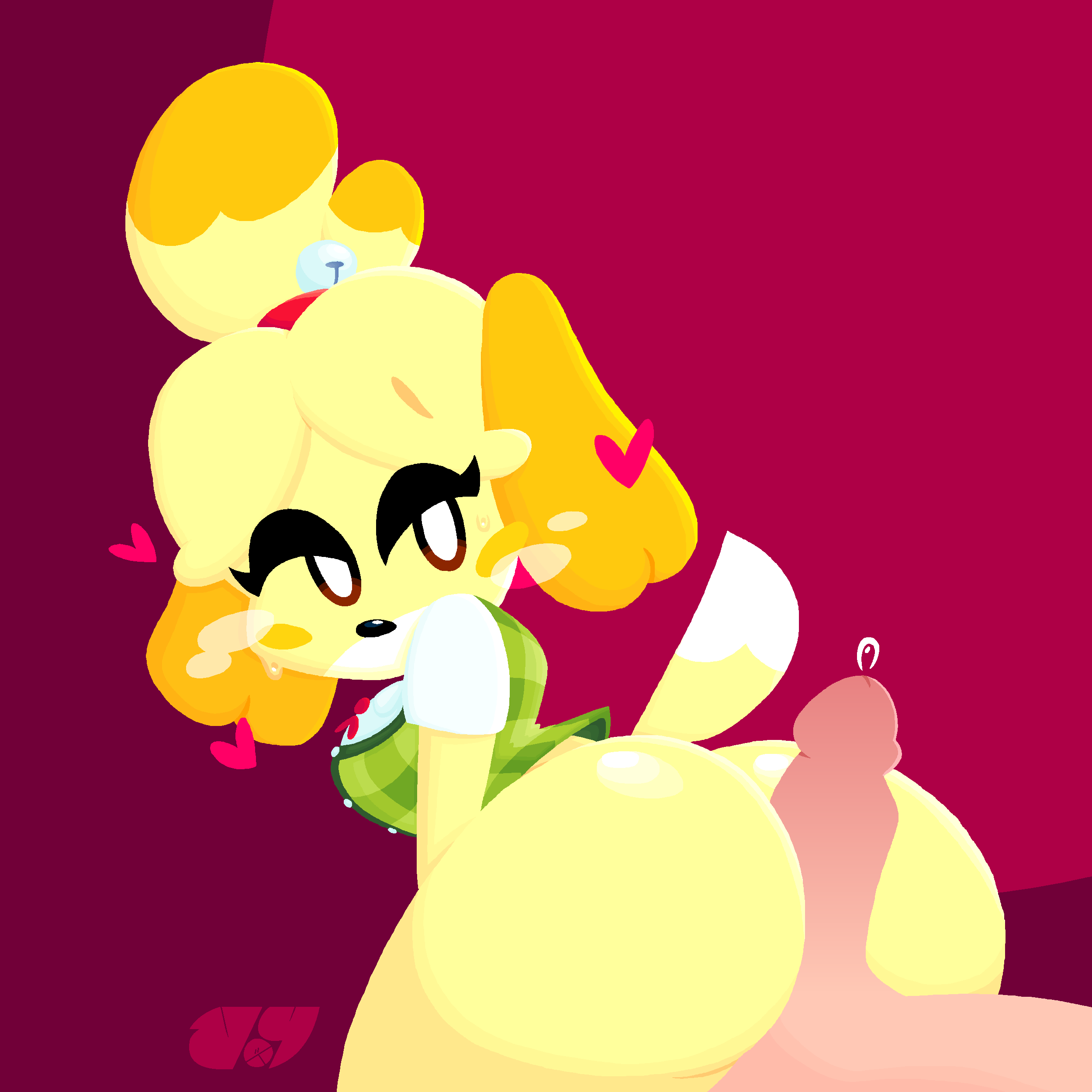 2022, 2d, animal crossing, anthro, ass, balls, big ass, big breasts, breasts, bubble ass, bubble butt, female, huge ass, isabelle (animal crossing), jjoyplus, male, mob face, nintendo, no outlines, office lady, penis, thick thighs, thighs