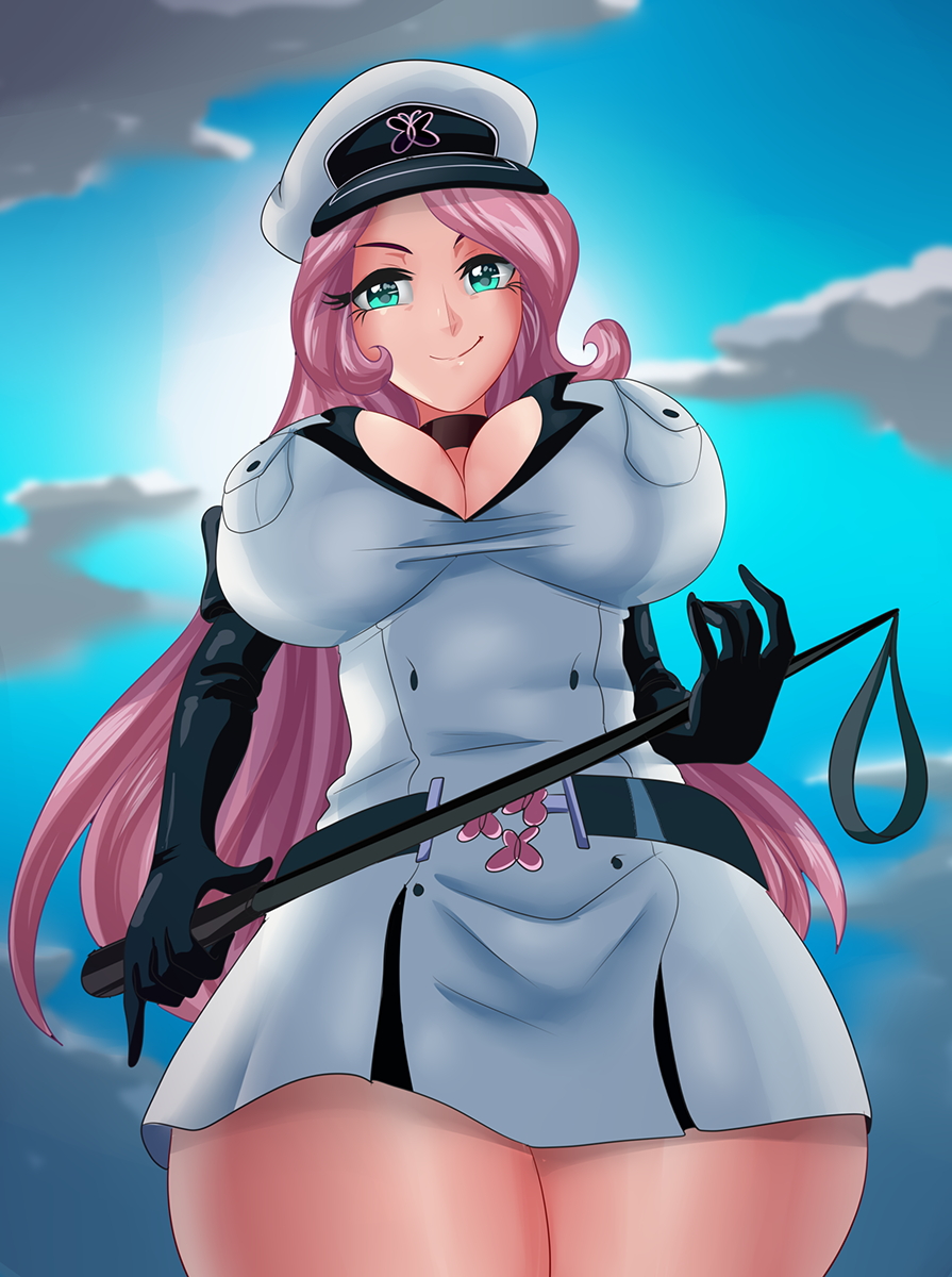 1girls akame_ga_kill! big_breasts big_thighs blue_eyes breasts cogbrony cosplay cowboy_shot curvaceous curvy curvy_female equestria_girls esdeath_(akame_ga_kill!)_(cosplay) eyebrows_behind_hair female female_only fluttershy_(eg) fluttershy_(mlp) friendship_is_magic hasbro hat holding_riding_crop huge_breasts humanized large_breasts long_hair looking_at_viewer miniskirt my_little_pony pink_hair riding_crop solo solo_female straight_hair thick thick_thighs whip wide_hips