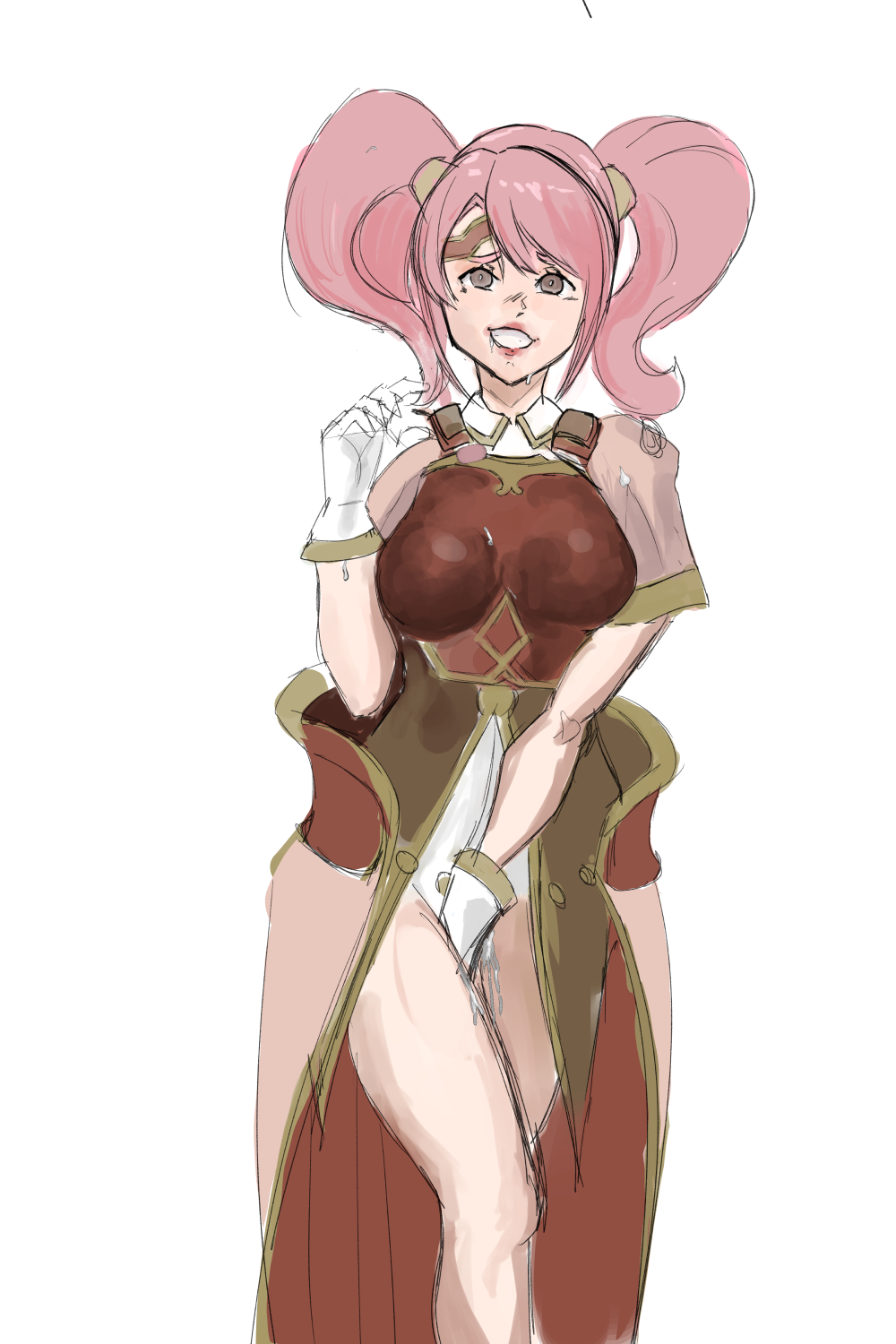 1girls after_sex breasts covering covering_crotch cum cumdrip embarrassed female female_only fire_emblem fire_emblem_echoes:_shadows_of_valentia gguy123 implied_sex mae_(fire_emblem) medium_breasts nervous nervous_smile nintendo solo whatdoidohere