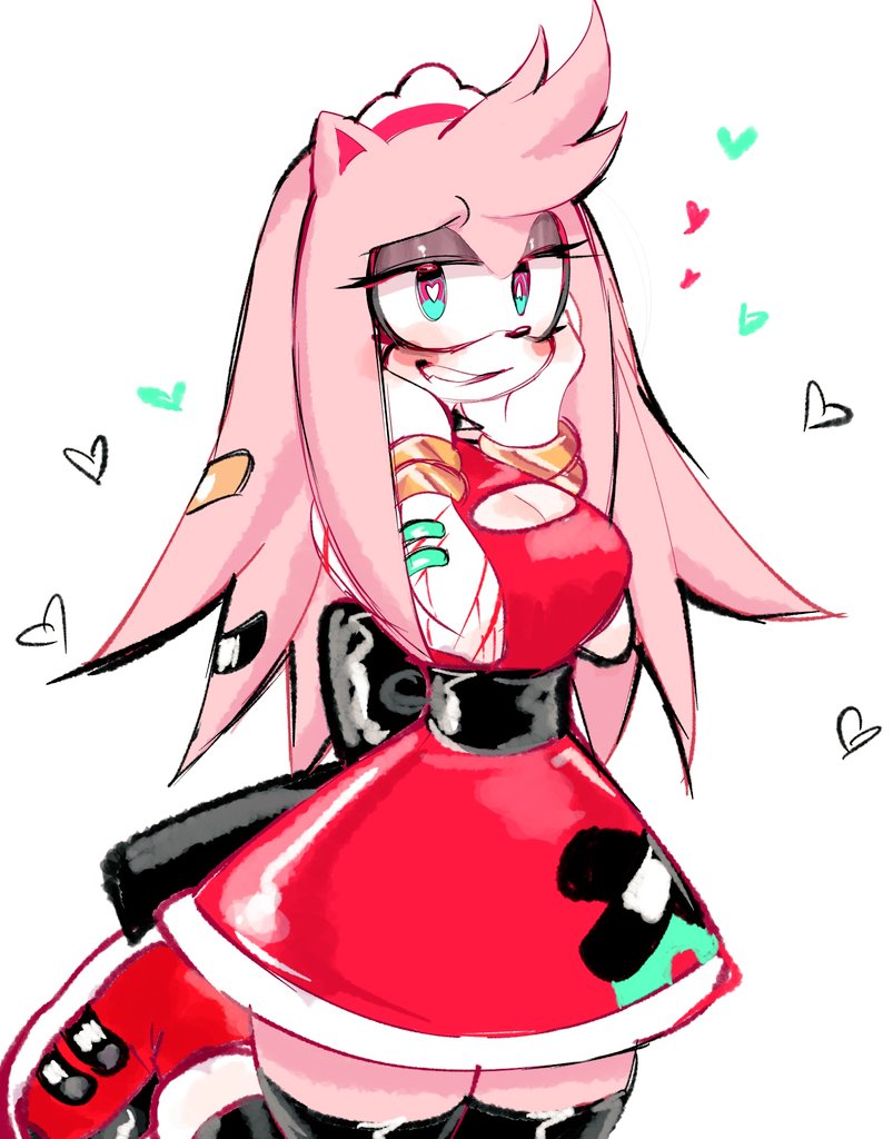 alternate_breast_size alternate_costume alternate_hairstyle amy_rose anthro bandage bandages black_eyeshadow blood bracelet bracelets breasts cleavage clothed clothing collar embarrassed female heart long_hair looking_at_viewer lovesick_amy mashed pink_hair red_dress scar scars smile solo sonic_(series) sonic_the_hedgehog_(series) spiked_collar stockings teeth tiara tied_clothing usa37107692 yandere