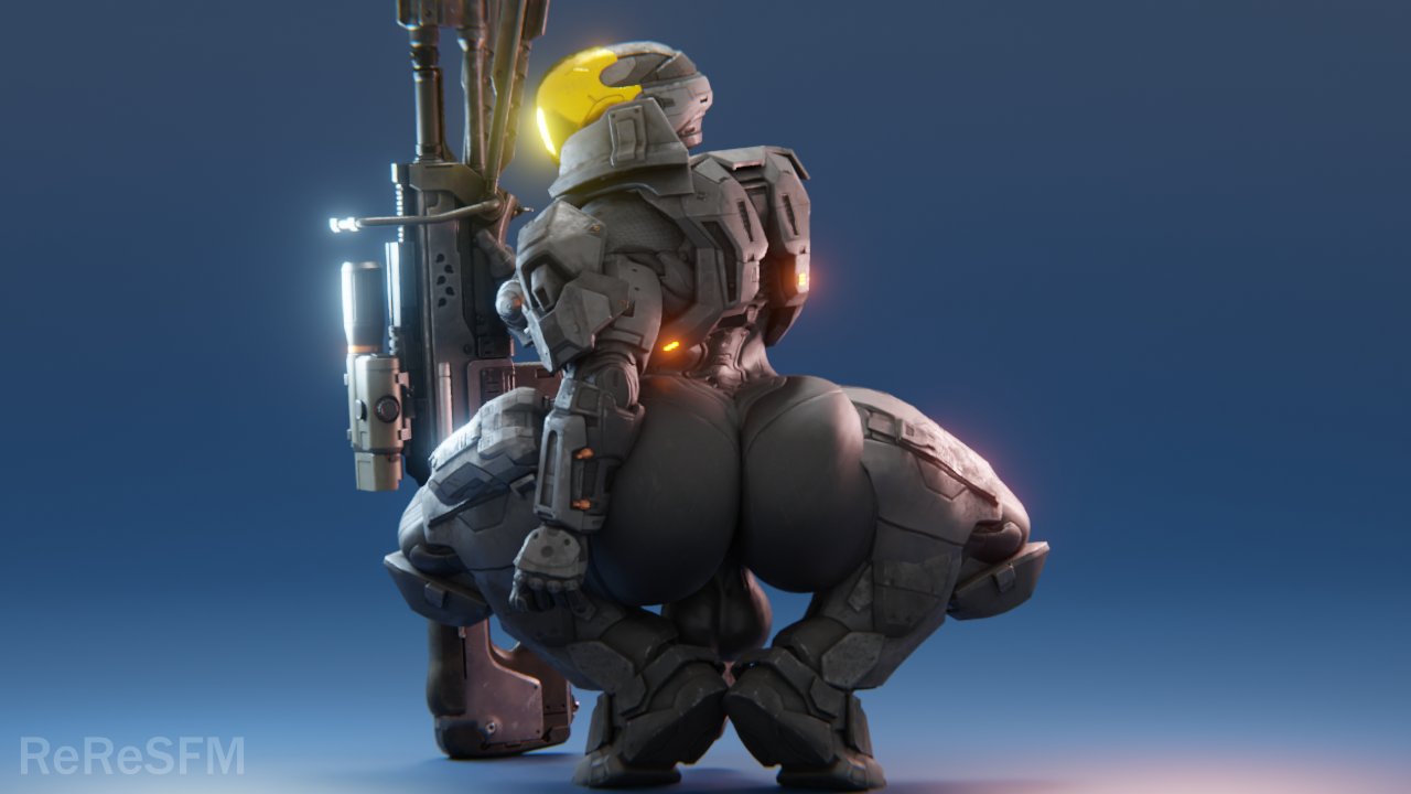 1futa 3d armor ass_focus back back_view balls bangs big_balls broly_culo futa_only futanari halo_(series) helmet looking_back nolene-n06(ectaspechuzo) reresfm sniper_rifle spartan_(halo) tagme