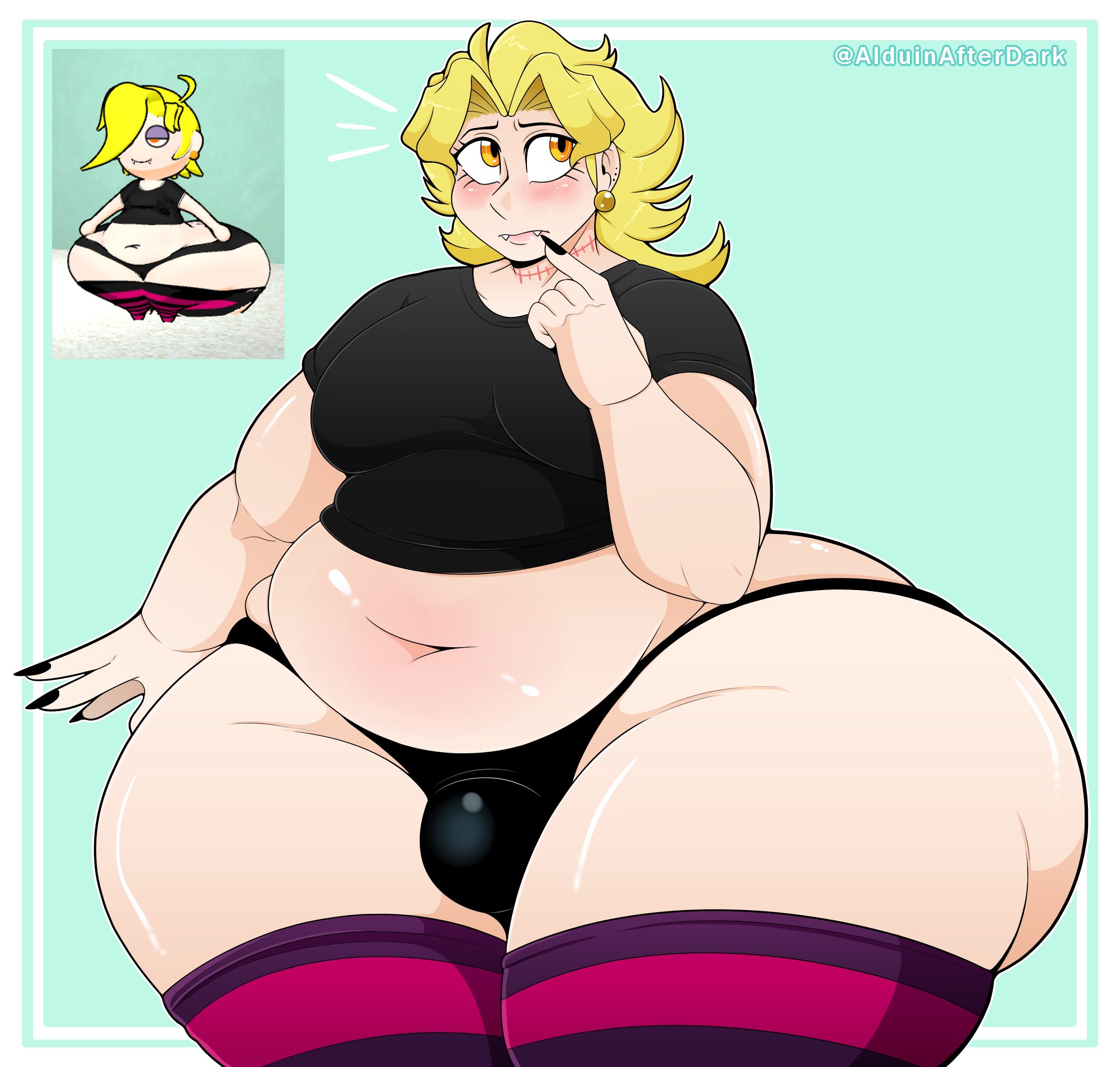 1boy, alduinafterdark, alduingijinka, ass, balls, belly, big ass, big belly, big butt, big thighs, blush, bulge, chubby, chubby femboy, chubby male, dio brando, fat, fat ass, fat male, femboy, femboy vampire, feminine male, gay, girly, hips, huge ass, huge belly, huge butt, huge thighs, hyper ass, hyper butt, jojo's bizarre adventure, large hips, large thighs, male, male only, nails painted, panties, plump, stardust crusaders, stockings, thick, thick thighs, thighhighs, vampire, wide hips, yaoi