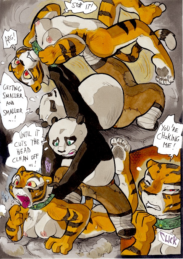 anthro better_late_than_never collar comic daigaijin dialogue english_text feline female fur furry kung_fu_panda master_po_ping master_tigress nude page_115 panda text tiger