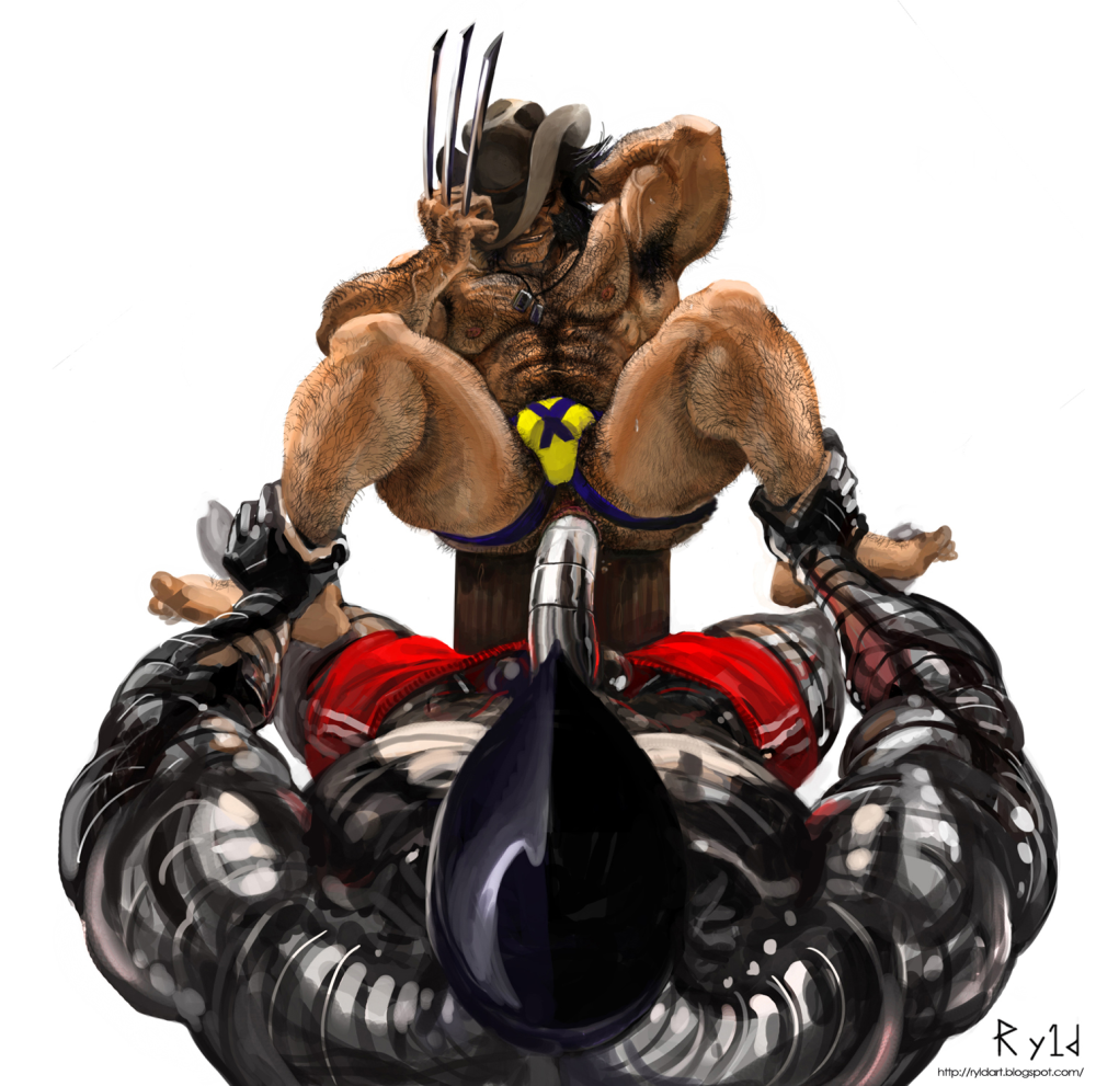 abs anal anal_sex anus black_hair boner bulge colossus erection gay hairy hairy_chest hat james_howlett jockstrap leg_grab male male_only marvel multiple_males muscles muscular pecs penis ryld spread_legs testicles underwear wolverine_(x-men) x-men yaoi