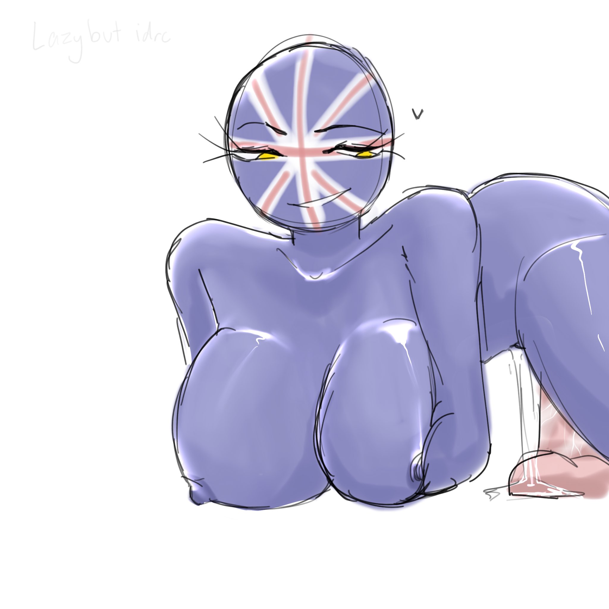 1girls, big breasts, blue body, blue skin, breasts, countryhumans, countryhumans girl, dildo, dildo in ass, dildo penetration, female, female only, heart, masturbation, simple background, united kingdom (countryhumans), white background