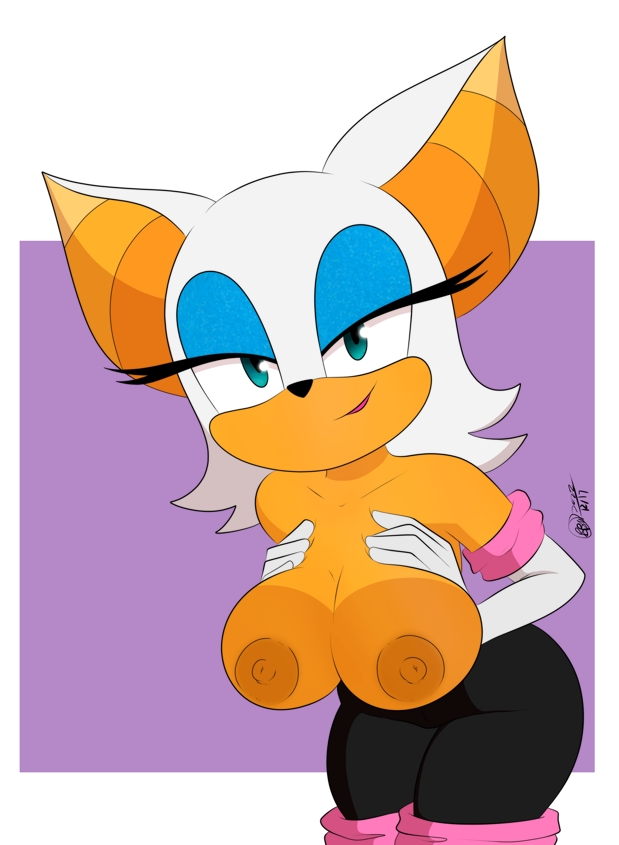 1girls, anthro, aqua eyes, bat wings, big breasts, breasts, bunbunmuffinart, female, female focus, female only, humanoid, rouge the bat, sonic (series), sonic the hedgehog (series), white hair