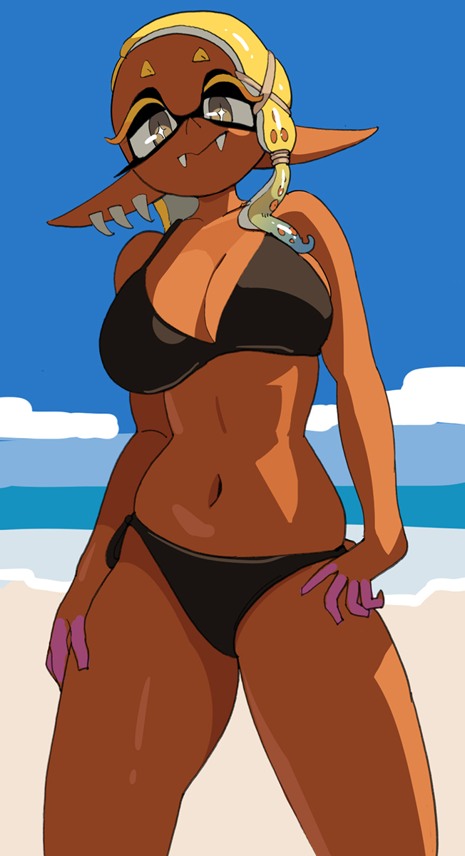 big breasts, bikini, breasts, female, frye (splatoon), inkling, nintendo, splatoon, splatoon 3, tagme, yuta agc