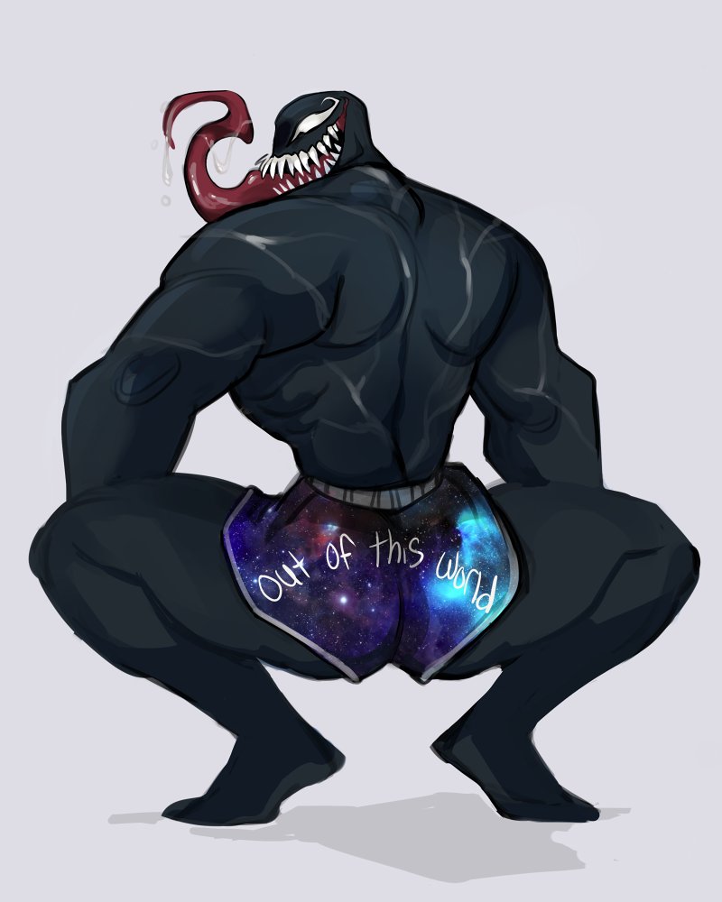 1boy alien ass ass_focus big_muscles black_body black_butt bodily_fluids broly_culo butt butt_focus clothed clothing crouching english_text grey_background humanoid long_tongue looking_back male male_only marvel meme monster muscular muscular_humanoid muscular_male open_mouth open_smile parody red_tongue saliva sharp_teeth simple_background smile smooth_skin solo spider-man_(series) spread_legs spreading symbiote teeth text text_on_clothing text_on_underwear tongue tongue_out topless underwear underwear_only unknown_artist venom venom_(marvel)