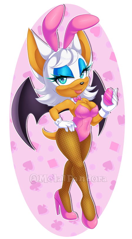 2021 5_fingers anthro bat big_breasts blue_eyes breasts chiropteran clothed clothing costume easter_egg fake_ears fake_rabbit_ears female fishnet_legwear footwear gloves high_heels legwear looking_at_viewer metalpandora playboy_bunny rouge_the_bat sega smile solo sonic_(series) sonic_the_hedgehog_(series) strapless_leotard tan_body tan_fur teenage_girl teenager two_tone_body watermark white_hair