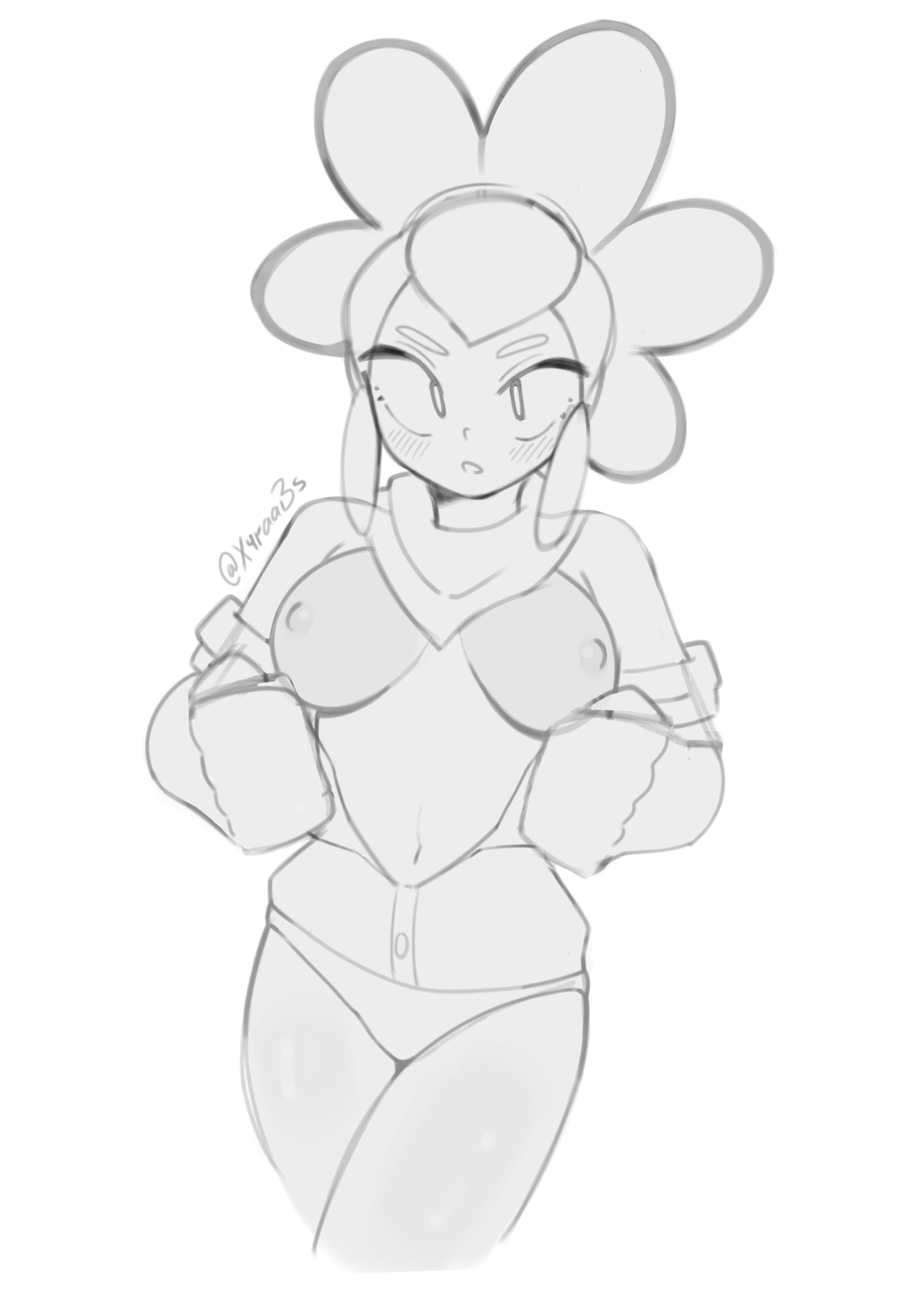 brawl stars, breasts, female, half naked, looking at viewer, shelly (brawl stars), xyraabs