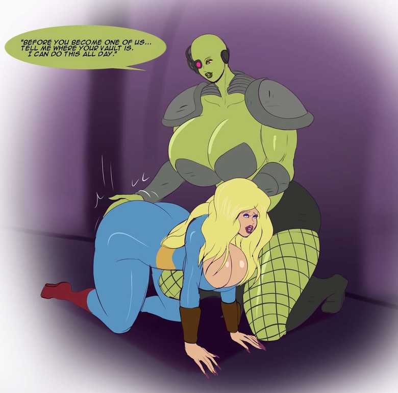 annon artificial_eye bald_female big_ass big_breasts bimbo blonde_hair cybernetics eyeshadow fallout fishnets green_skin high_heels lieutenant_(fallout) lipstick long_fingernails on_all_fours rule_63 spanking super_mutant unconvincing_armor vault_dweller vault_girl vault_suit yuri