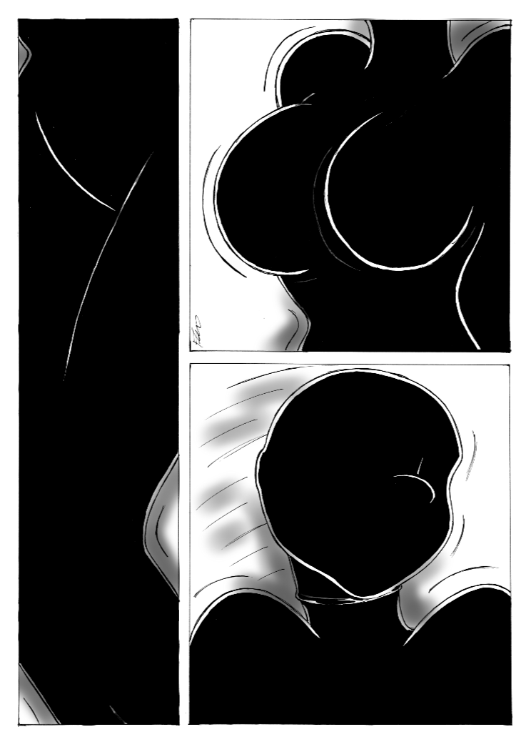 animate_inanimate asphyxiation black_and_white choking comic comic_page crying gag gagged latex latex_hood living_clothes living_latex no_text roxanne_(goof_troop) struggling tagme