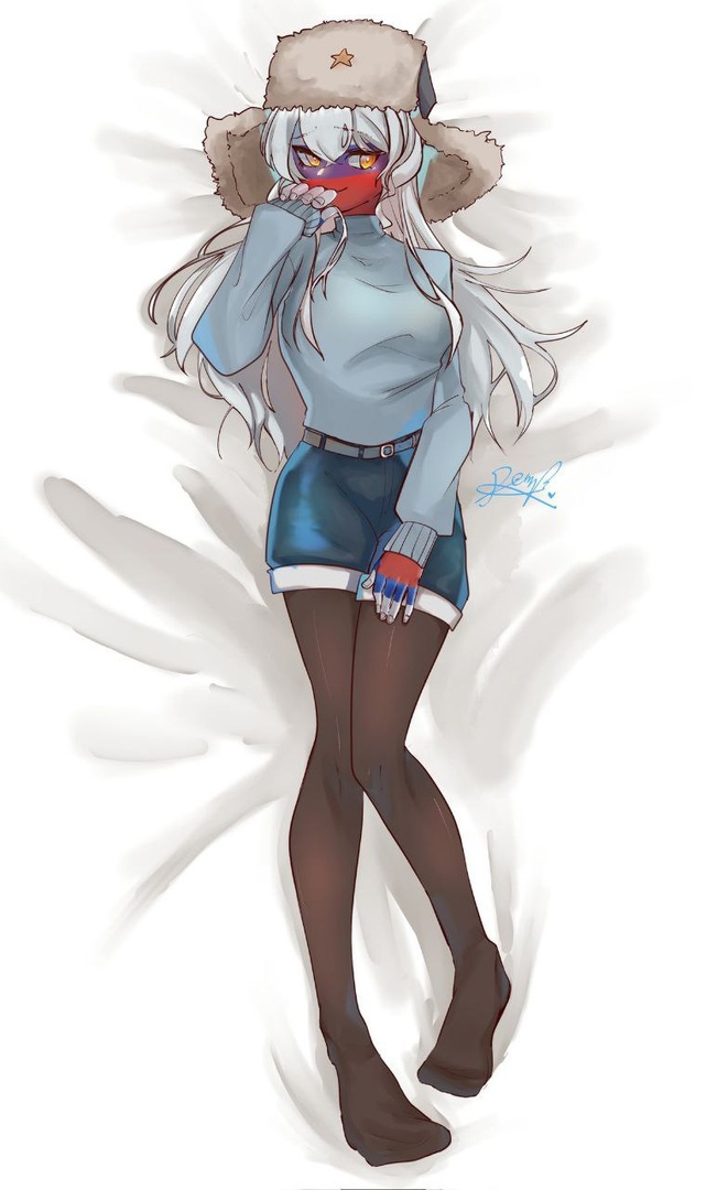1girls, alternate version available, bed, countryhumans, countryhumans girl, female, female only, on bed, red body, red skin, russia (countryhumans), safe, sfw