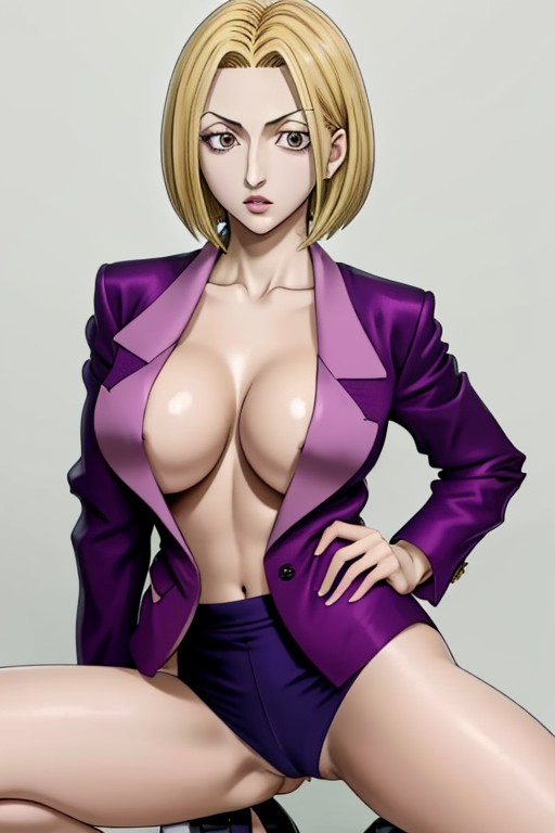 1girls ai_generated artist_request big_breasts blonde_hair breasts female human hunter_x_hunter large_breasts light-skinned_female light_skin pakunoda phantom_troupe pubic_hair short_hair shounen_jump spread_legs villainess