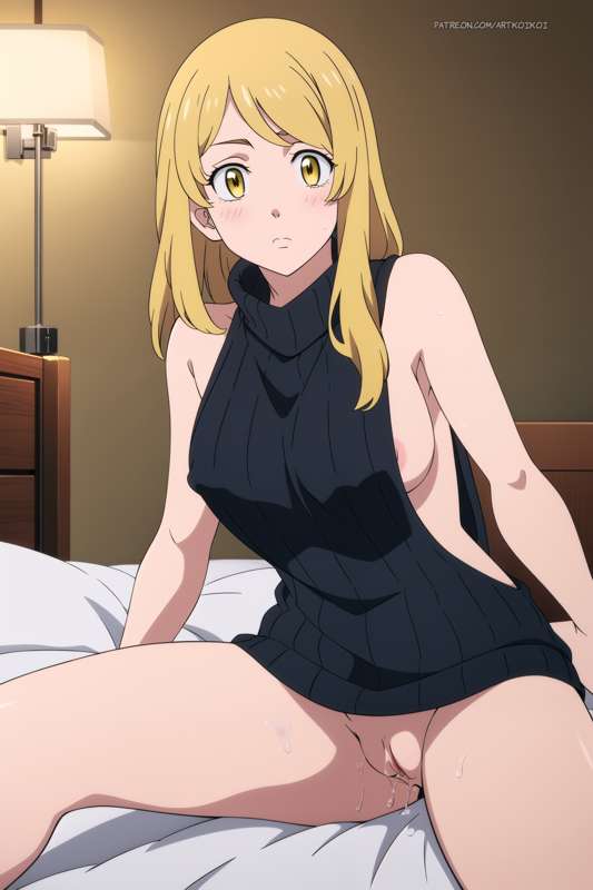 1girls 2d ai_generated blonde_female blonde_hair blonde_hair_female blushed blushed_face emma_sano female female_focus female_only golden_eyes koikoi nipple_slip nipples pink_nipples pussy pussy_juice tokyo_revengers uncensored you