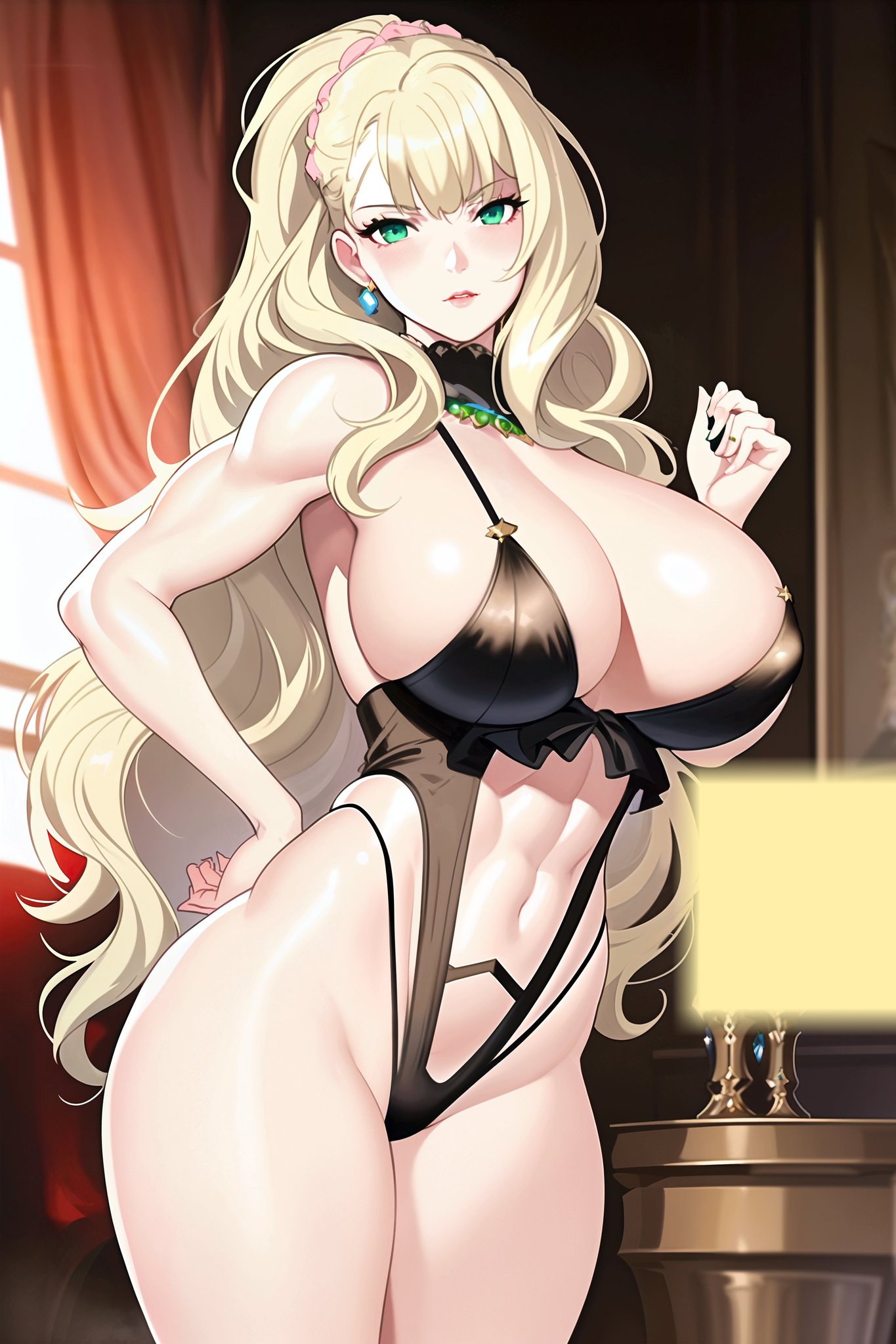 2022, ai generated, big breasts, blonde hair, breasts, curvaceous, curvy, curvy female, female, high resolution, long hair, looking at viewer, milf, original, stable diffusion, voluptuous, voluptuous female