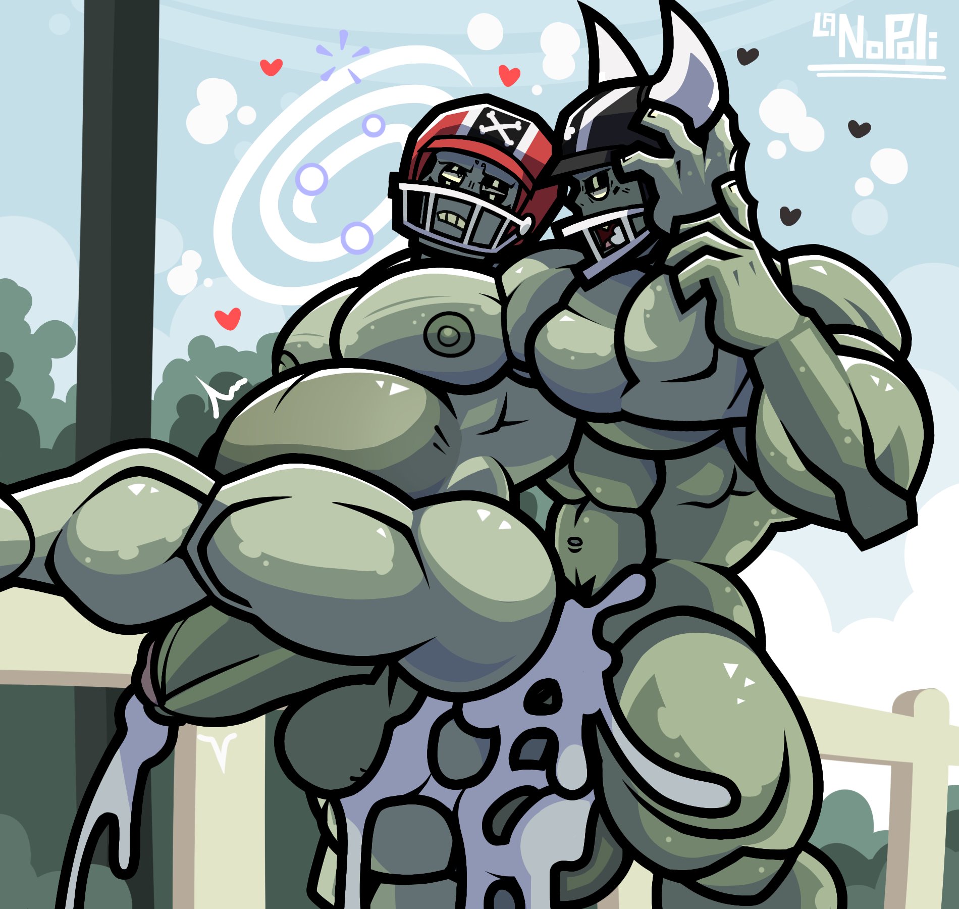 abs, after orgasm, after sex, all-star (pvz), anal, anal sex, balls, ballsack, bara, belly bulge, belly expansion, bottomless, bottomless male, bulge, completely nude, cum, cum drip, cumshot, erect nipples, erect penis, erection, fucked silly, gay, gay sex, giga football zombie (pvz), heart, humanoid, humanoid genitalia, humanoid penis, inflation, lanopoli, looking at partner, looking pleasured, male, male only, male penetrated, male penetrating, male penetrating male, male/male, muscular, muscular anthro, muscular male, nipples, nude, nude male, orgasm, pecs, pectorals, penetration, penis, penis out, plants vs zombies, veiny, veiny penis, video games, yaoi, zombie