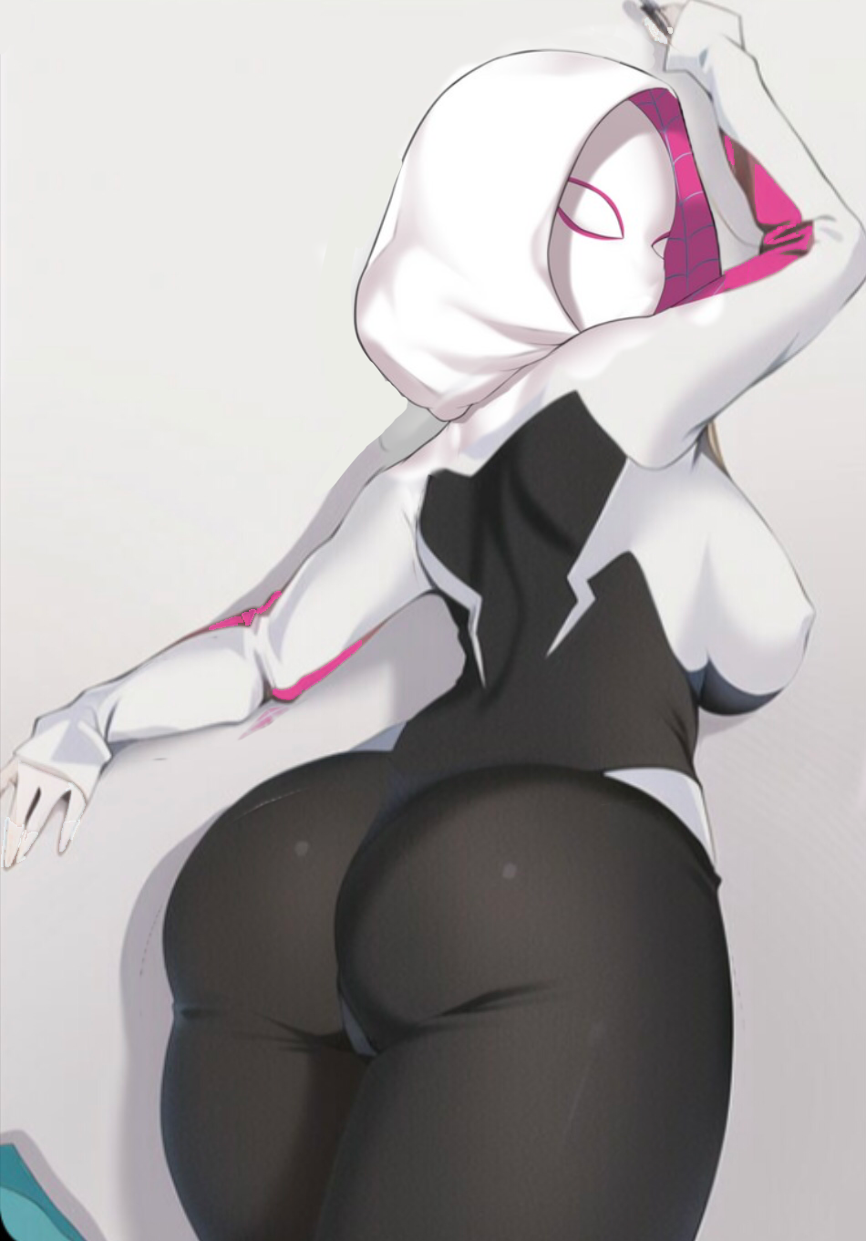 ai_generated coon8384 female ghost-spider gwen_stacy latex marvel marvel_comics smooth_skin spider-gwen spider-man:_across_the_spider-verse spider-man:_into_the_spider-verse spider-man_(series) thick_thighs