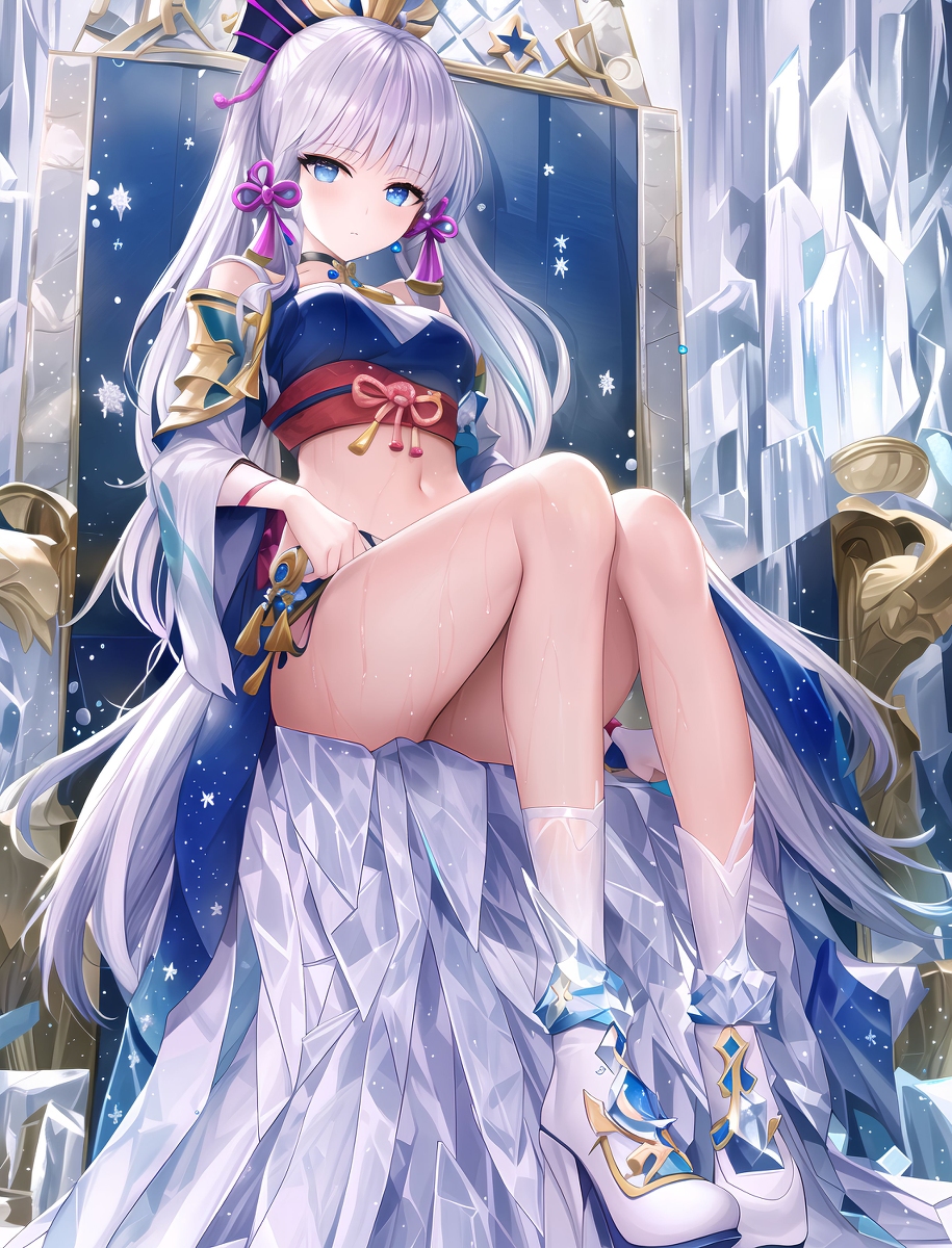 ai generated, female, genshin impact, kamisato ayaka, long skirt, stable diffusion