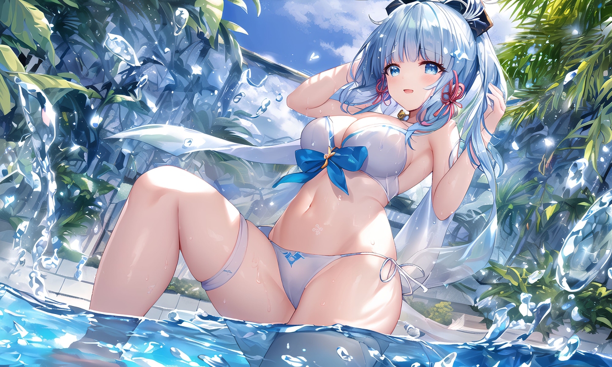 ai generated, bikini, female, genshin impact, kamisato ayaka, nai diffusion, stable diffusion