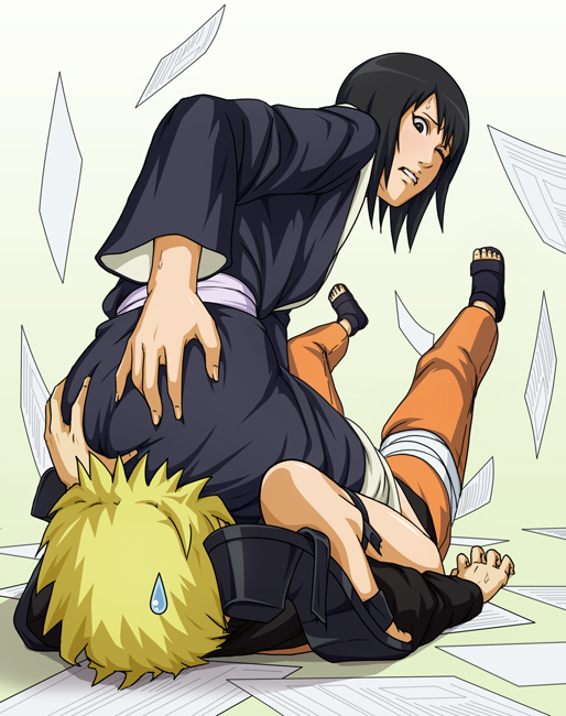 1boy1girl accident accidental_circumstance adult age_difference ass ass_grab big_ass black_eyes black_hair blonde_hair clumsy embarrassed facesitting feet female female_on_top from_behind groping japanese_clothes kimono looking_back lying male malfunction naruto naruto_(series) naruto_shippuden on_back papers paperwork shizune short_hair sitting sitting_on_face sitting_on_person straight sweat sweatdrop teenager tk_(tk's_level4) tripping uzumaki_naruto wince