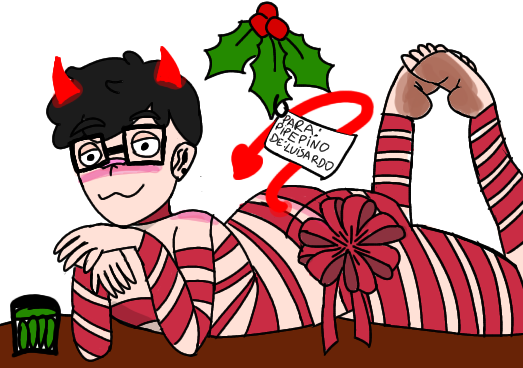 1male black_hair christmas christmas_present dirty_feet femboy foot_fetish gay glasses horns luisardo solo succubus youtube youtube_hispanic