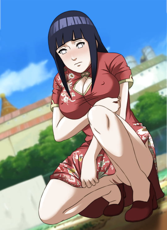 big breasts, breasts, clothed, dress, female, hyuuga hinata, naruto, naruto (series), naruto shippuden, nipple bulge, pussy, vagina