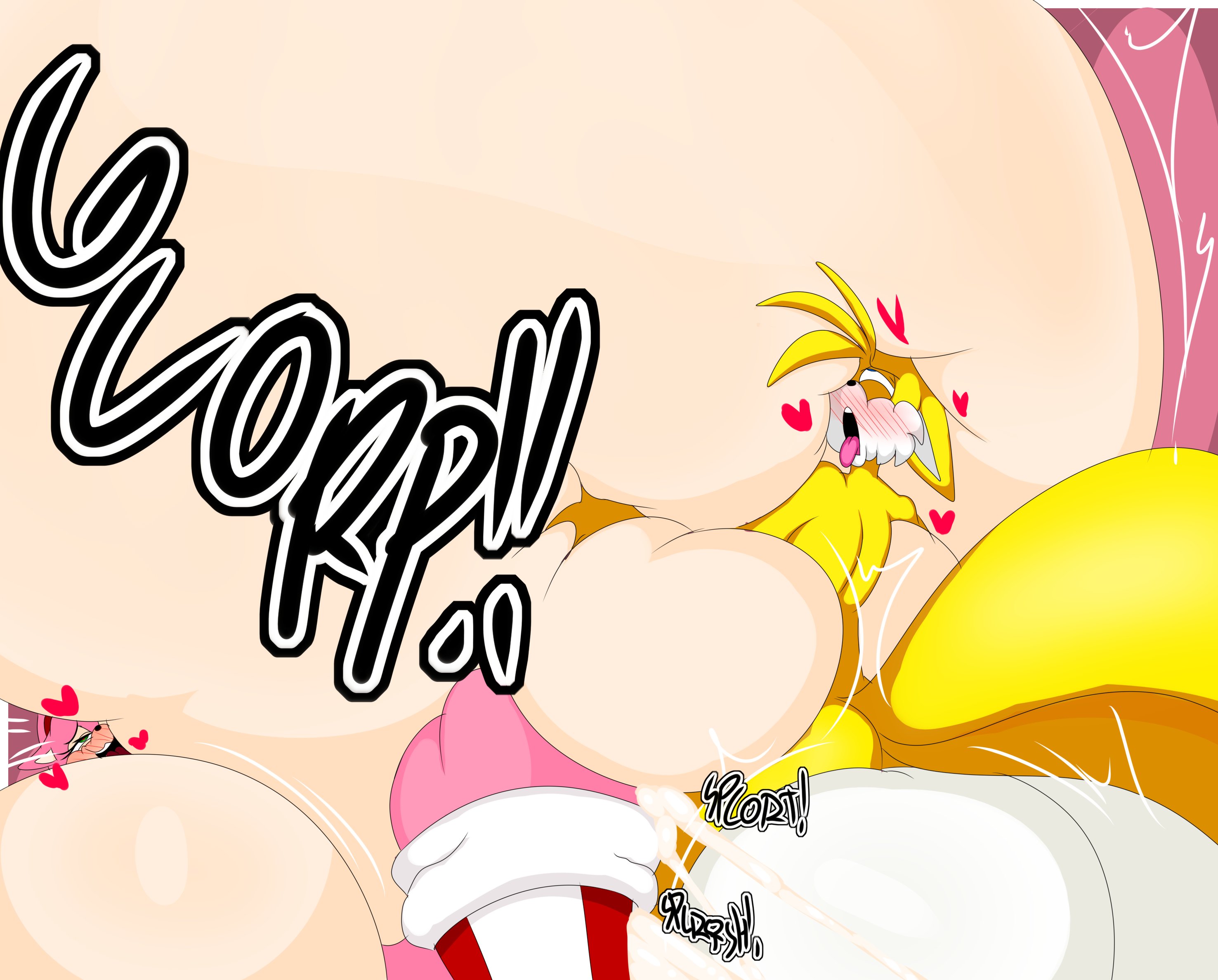 amy rose, balls, big belly, bigger than canvas, blush, breasts, canid, canine, cum, cumflated belly, cumflation, deep penetration, denizen1414, eulipotyphlan, female, fox, heart, hedgehog, hyper balls, hyper breasts, hyper cumflation, hyper penetration, hyper penis, inflation, male, mammal, miles prower, penetration, penis, sonic (series), sonic the hedgehog (series), stomach grab, stomach inflation, tails, tails the fox