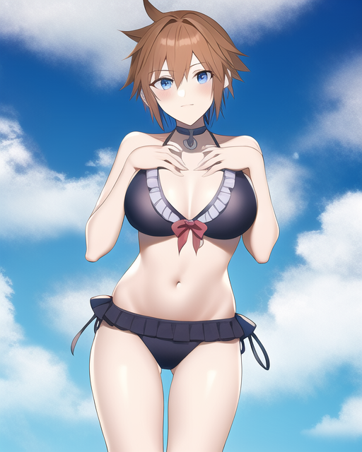 ai_generated blue_bikini frilled_bikini kingdom_hearts nai_diffusion rubycks rule_63 sora sora_(kingdom_hearts) stable_diffusion tagme