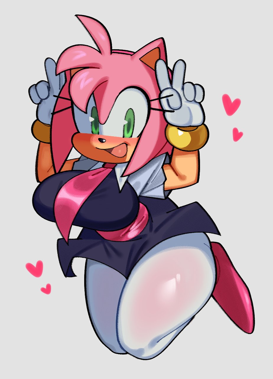 amy_rose big_butt clothing fiinel fiinelrush furry happy huge_breasts mobian_(species) pantyhose pink_fur pink_hair sega sonic_(series) sonic_the_hedgehog_(series) thick_thighs tight_clothing wide_hips