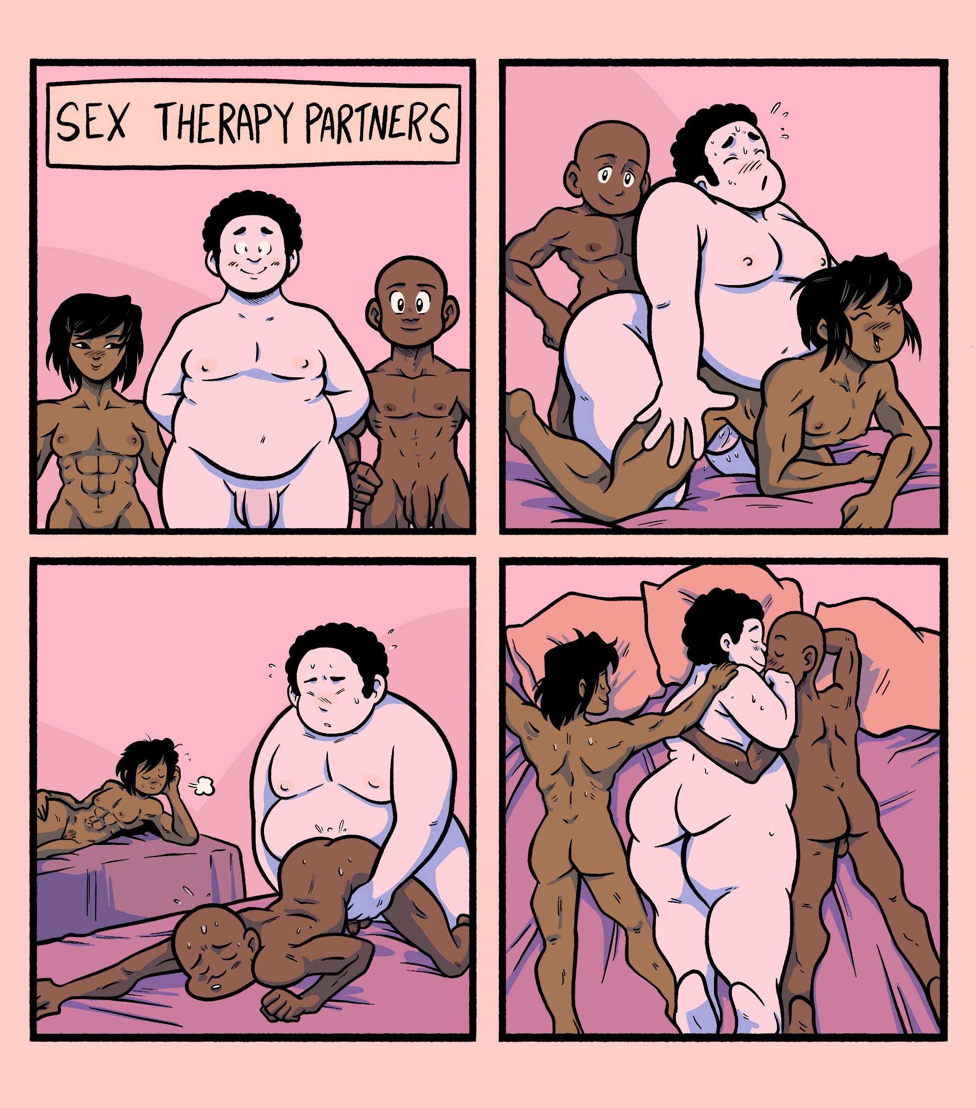 1girls, 2boys, 4koma, abs, after sex, ambiguous penetration, anal, anal sex, ass, bald, bald male, bbm, big belly, bisexual, bisexual male, black hair, bonerbob, breasts, comic, completely nude, dark nipples, dark skin, dark-skinned female, dark-skinned male, doggy style, fat male, female, flat chest, from behind, hairy, hairy pussy, interracial, light skin, light-skinned male, love train, male, mmf threesome, muscular, muscular female, nude, original, penis, pussy, sandwiched, sex, short hair, spooning, straight, sweat, threesome, yaoi