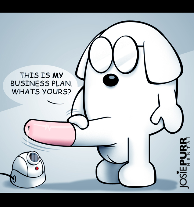 1boy big_penis bodily_fluids dilbert_(franchise) dog dogbert_(dilbert) english english_text josiepurr male male_focus male_only newspaper_comic_strip nude penis smooth_fur solo what white_fur