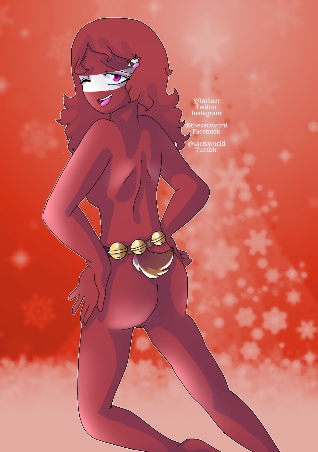 1girls anthro austria_(countryhumans) christmas countryhumans countryhumans_girl imsact red_body red_hair red_skin short_hair small_breasts tagme