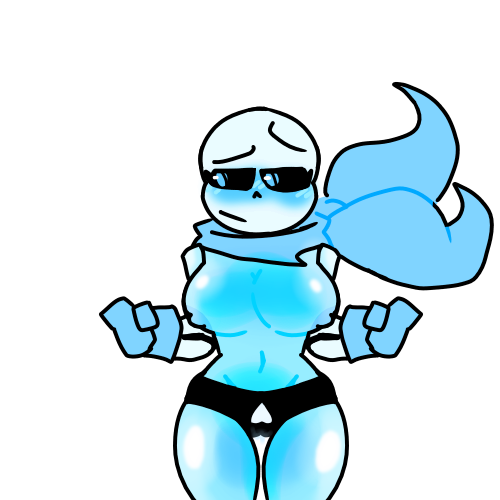 alternate_universe animated_skeleton anthro blue_body blue_eyes blue_scarf blush breasts ectobody ectobreasts female_sans looking_away rule_63 sans sans_(underswap) sans_au scarf skeleton solo solo_female transparent_background underswap underswap_sans undertale_au unknown_artist