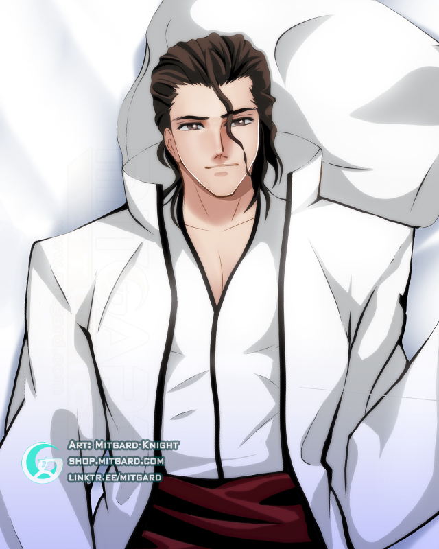 aizen_sousuke anime_style bleach bodypillow dakimakura dakimakura_design handsome husband looking_at_viewer male male_only mitgard-knight shinigami solo_male sosuke_aizen