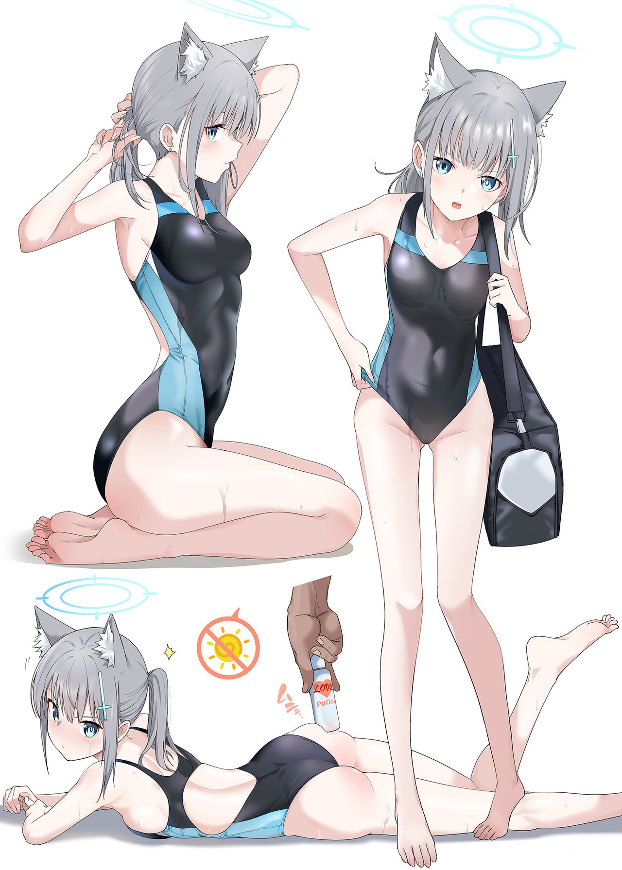 blue archive, love potion, shiroko (blue archive), shiroko (swimsuit) (blue archive), swimsuit, tagme