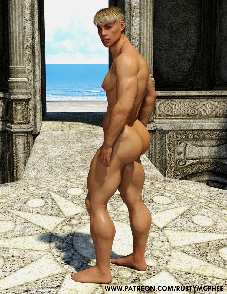 3d 3d_(artwork) ass male male_only muscles muscular muscular_male outdoors outside rusty_mcphee