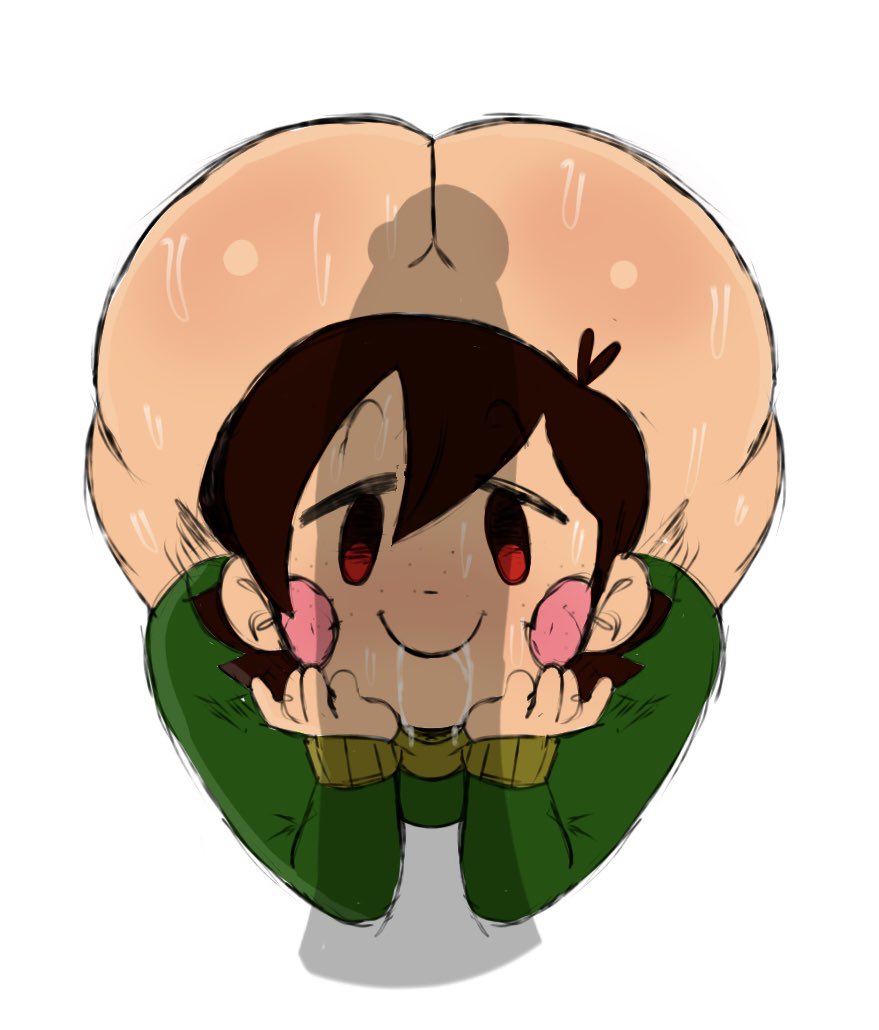 1boy, 2d, ambiguous gender, ass, big ass, chara, cock hungry, drooling, femboy, femboy chara, feminine, huge ass, male, mob face, penis, sketchssketchs, sweat, undertale, undertale (series), wide hips