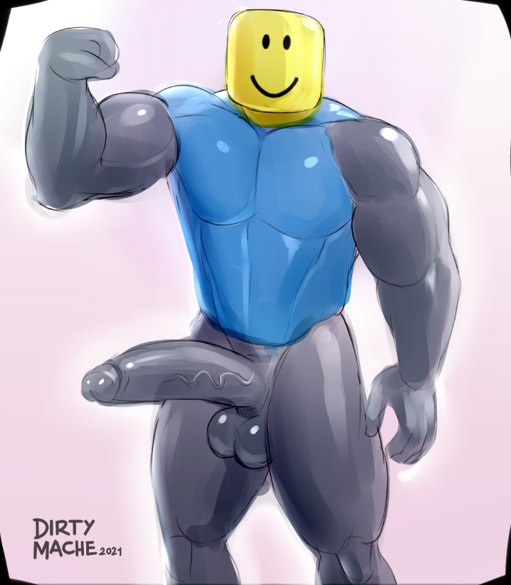 1boy bara brickbattle_(roblox) mache male male_only muscular muscular_male penis roblox robloxian solo tagme