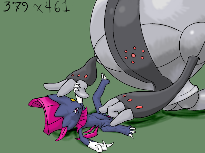 claws color female feral fur interspecies nude pokemon registeel sexless side_view size_difference tagme vulva weavile