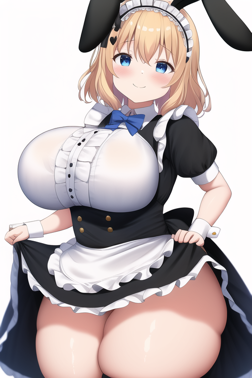 1girls aged_up ai_generated apron big_breasts blonde_hair blue_eyes bow breasts child_bearing_hips curvaceous curvy curvy_female curvy_figure fake_animal_ears floppy_ears frilled_apron frilled_dress frilled_skirt frills gochuumon_wa_usagi_desu_ka? hairband heart huge_thighs is_the_order_a_rabbit? kirima_sharo large_breasts light-skinned_female lolita_hairband maid maid_uniform medium_hair nai_diffusion portrait puffy_short_sleeves rabbit_ears stable_diffusion thick_thighs thunder_thighs upskirt waitress wide_hips wrist_cuffs