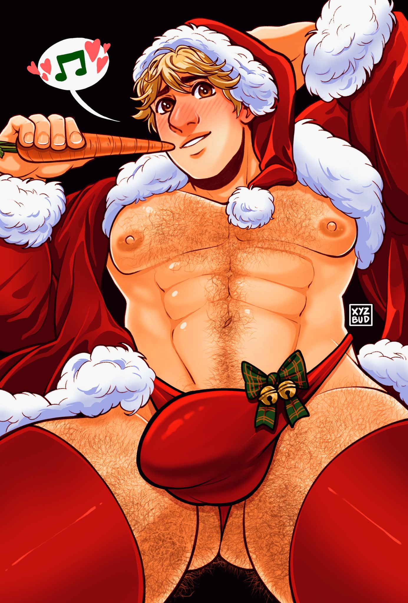 big_bulge bulge carrot christmas disney frozen_(film) hairy huge_bulge kristoff_(frozen) male male_only muscles muscular muscular_male santa_costume spread_legs xyzbud