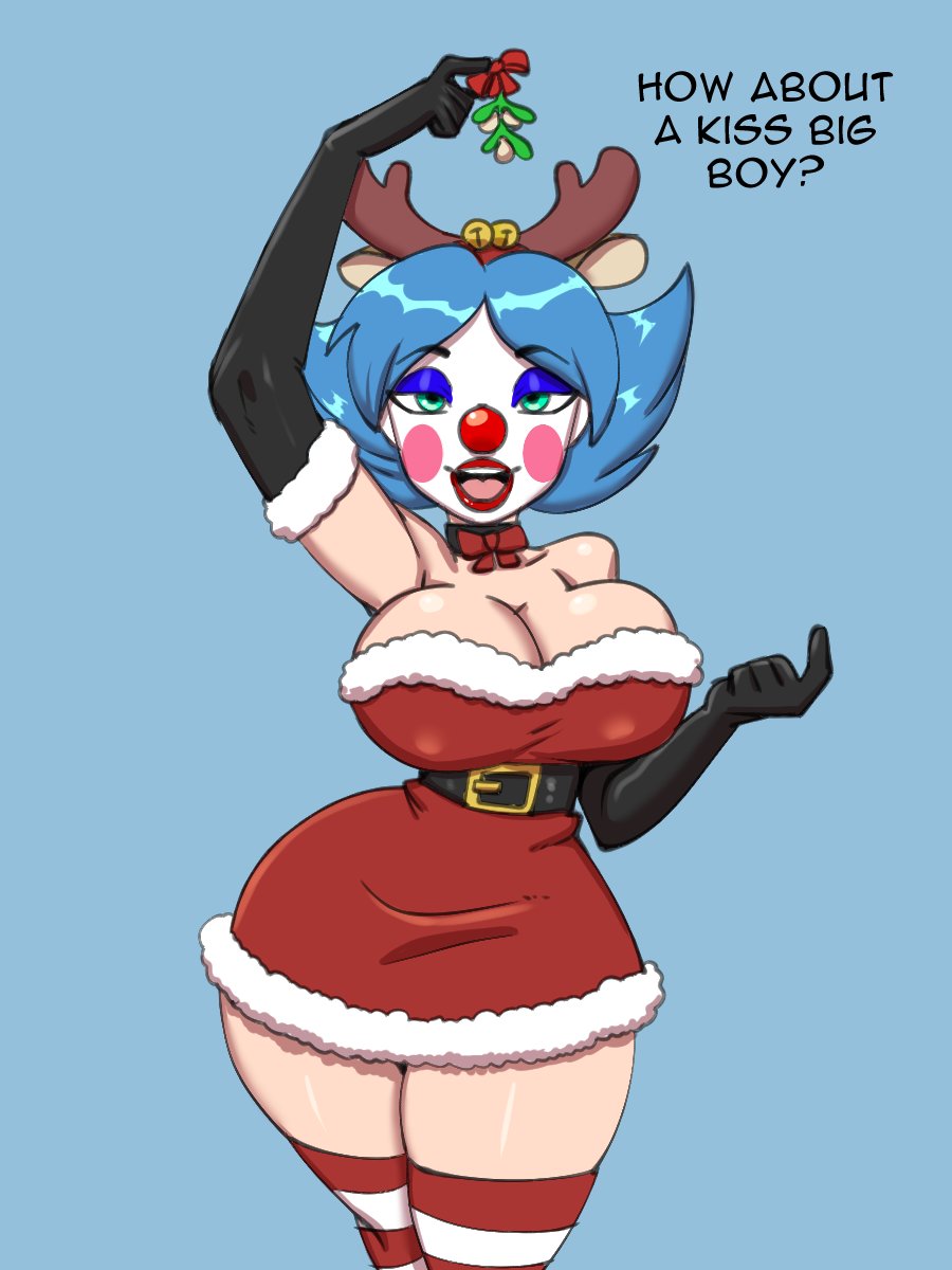 clown clown_girl darkeros13 giggles_the_slutty_clown mistletoe tagme thedarkeros