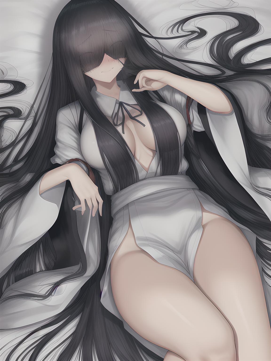 1girls, ai generated, curvaceous, female, female only, ghost, ghost girl, pale skin, ringu, sole female, solo, solo female, solo focus, the ring, yamamura sadako