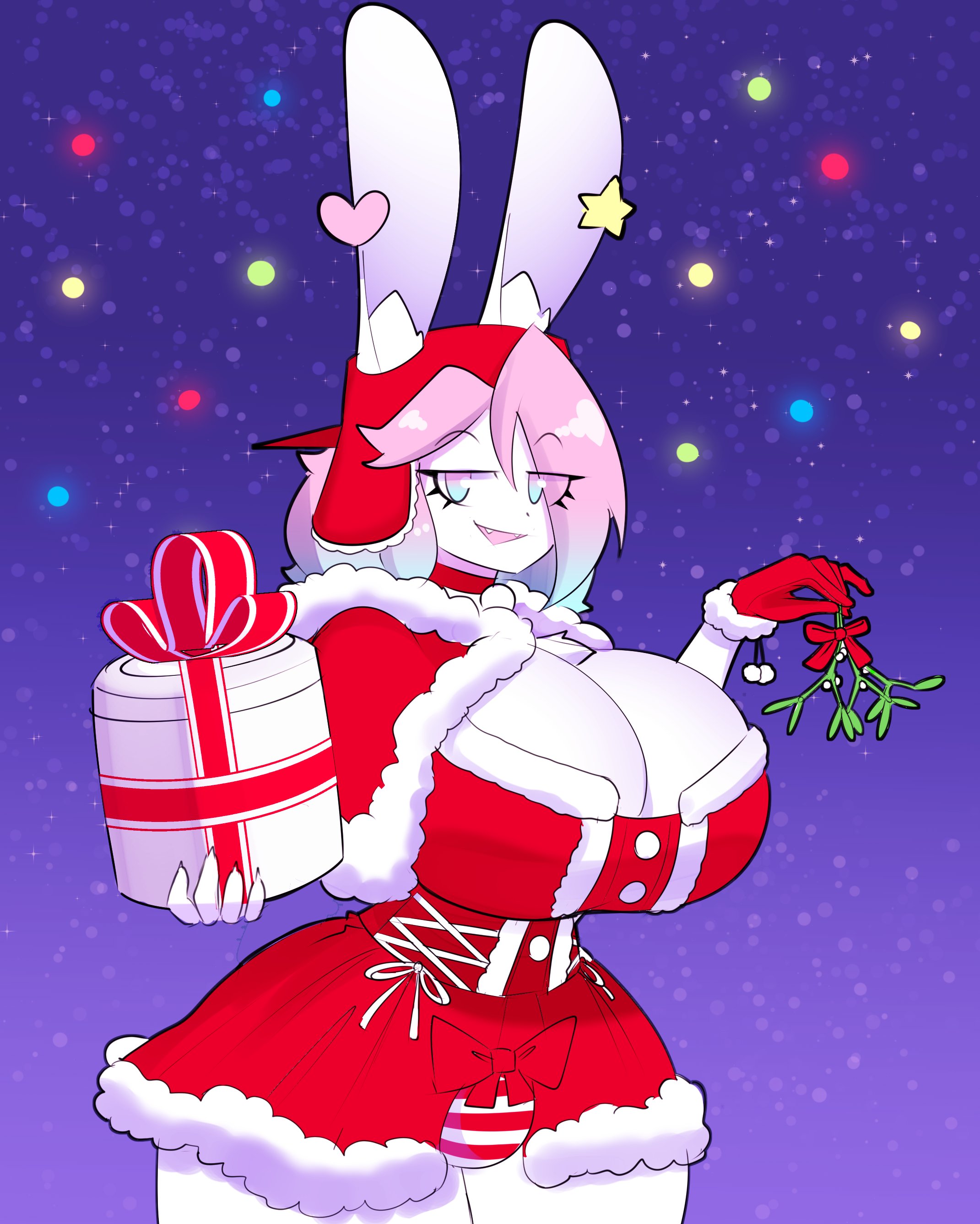 anthro, big breasts, breasts, busty male, christmas, female, male, male with breasts, mistletoe, peanut butter (theycallhimcake), theycallhimcake