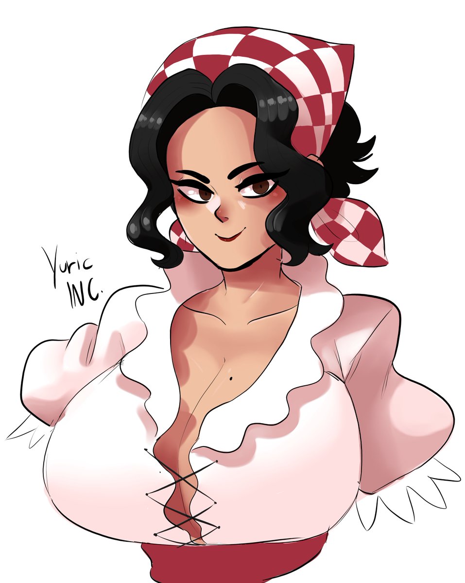 big_breasts black_hair breasts country_inc_(yuric_inc) countryhumans countryhumans_girl croatia croatia_(countryhumans) croatia_(yuric_inc) curly_hair mole_on_breast oc original_character yuric_inc